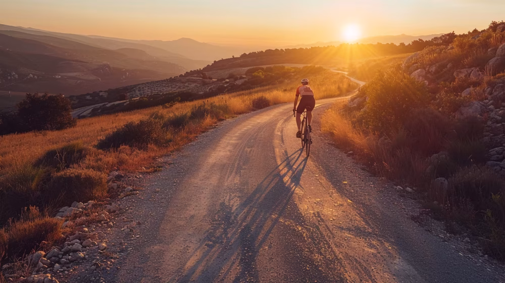 Location de vélo en France — cycliste sur route de montagne